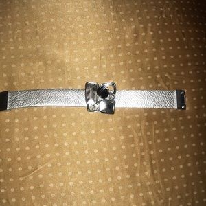 Silver, and black, rhinestone Magnetic Bracelet.